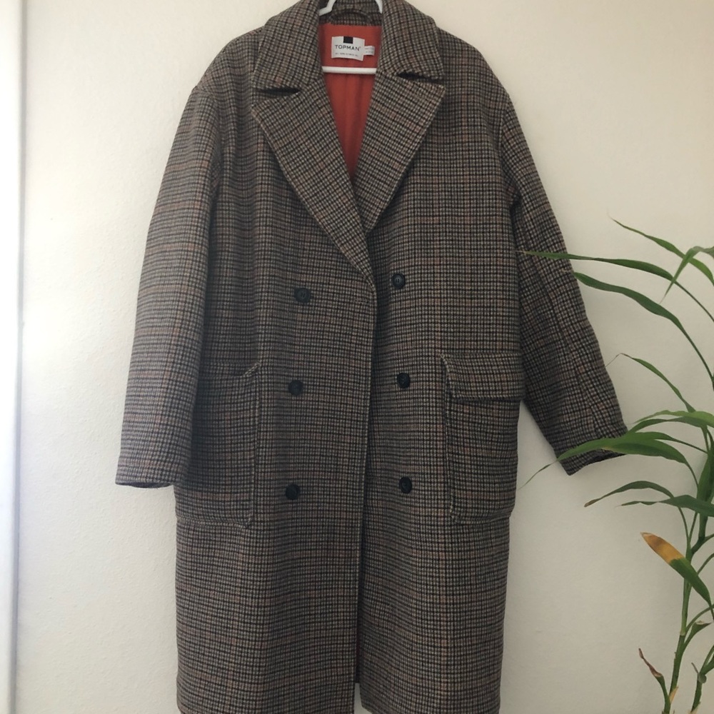 Topman Houndstooth wool Trench Coat